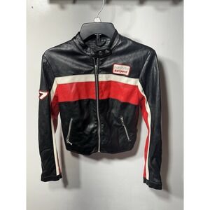 Forever 21  Moto Sport Colorblock Faux Leather Jacket Size Small